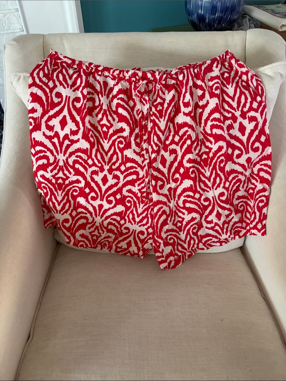Soho Apparel Red and White Printed Drawstring Shorts - XL
